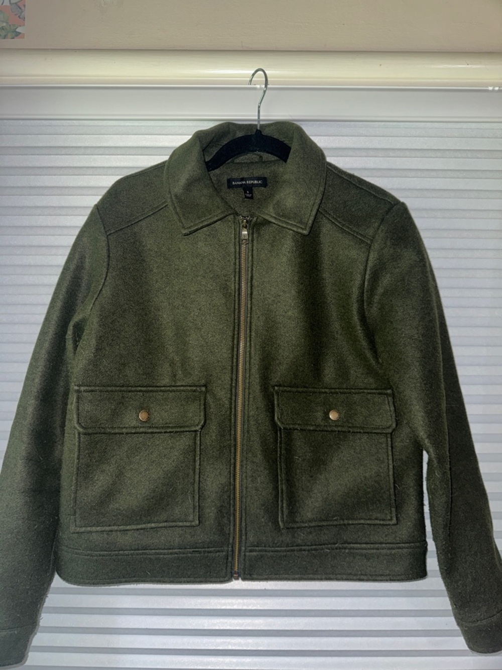 Banana Republic Olive Green Wool-Blend (gold hardware) Jacket  🫒 small